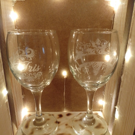 Gravierte Weingläser Geschenkbox,Glasgravur,Hochzeit,Geburtstag
