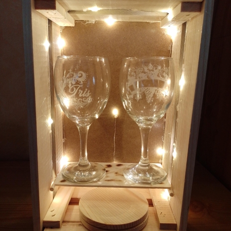 Gravierte Weingläser Geschenkbox,Glasgravur,Hochzeit,Geburtstag