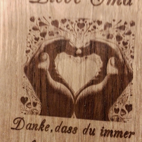 Holzgravur,Wandbild Herzliches Geschenk,Dekobild personalisiert