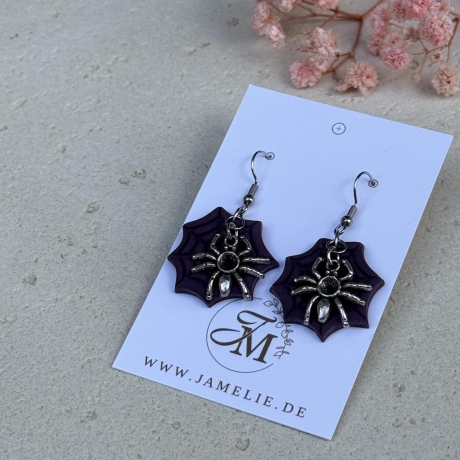 Spinnennetz Ohrringe, Gothic Schmuck für Halloween, Geschenkidee