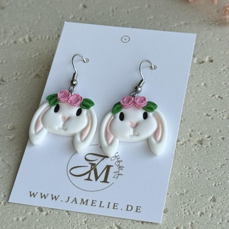 Schlappohr Hase Ohrringe aus Polymer Clay