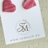 Herz Ohrringe aus Polymer Clay – marmoriert in Pink & Beere