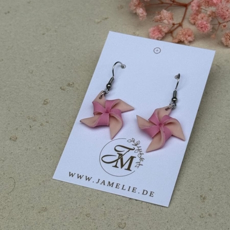 Windrad Ohrringe aus Polymer Clay, verspielter Frühlingsschmuck