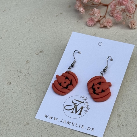 Kürbis Ohrringe aus Polymer Clay – handgemachte Ohrhänger