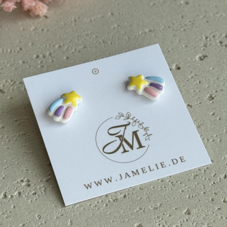 Sternschnuppen Ohrringe aus Polymer Clay