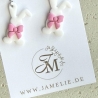 Schleifen Hase Ohrringe aus Polymer Clay – handgemachte Ohrhänger