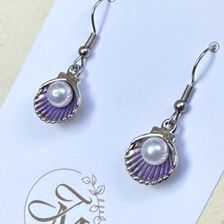 Muschel Perle Ohrringe aus Polymer Clay, maritimer Sommerschmuck