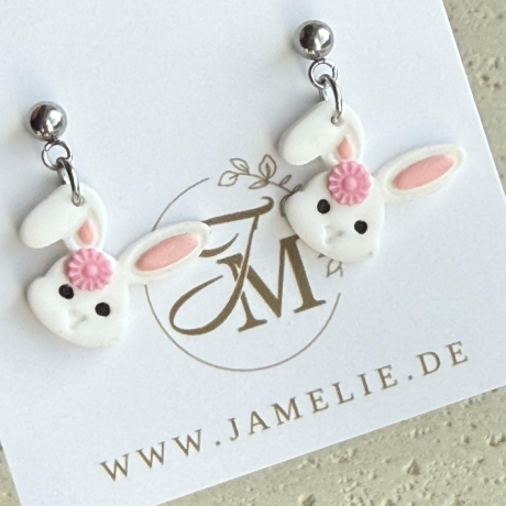 Hasenkopf Ohrringe aus Polymer Clay – handgemachte Ohrhänger