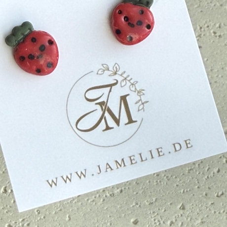 Erdbeer Ohrringe aus Polymer Clay, fruchtiger Sommerschmuck