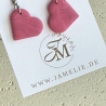 Herz Ohrringe aus Polymer Clay – marmoriert in Pink & Beere