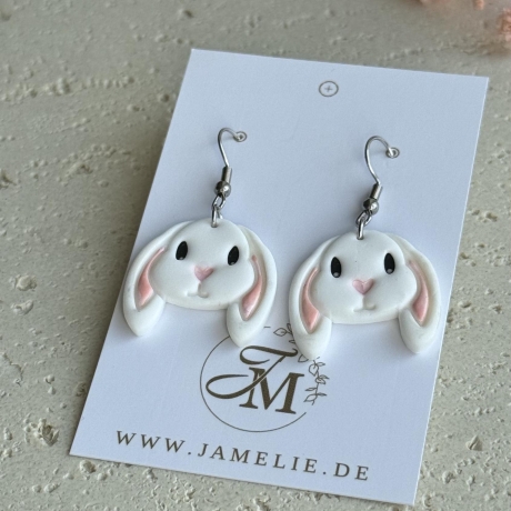 Schlappohr Hase Ohrringe aus Polymer Clay