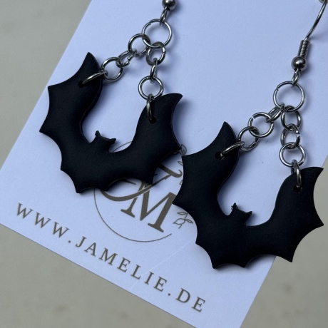 Ketten Fledermaus Ohrringe aus Polymer Clay
