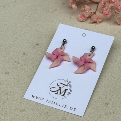 Windrad Ohrringe aus Polymer Clay, verspielter Frühlingsschmuck