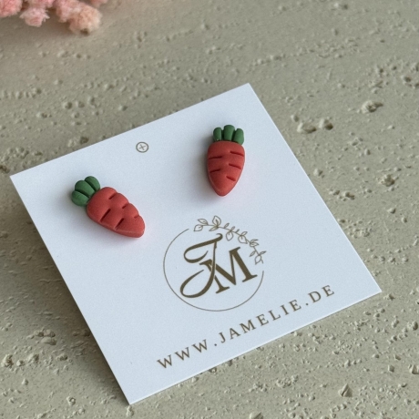 Karotten Ohrringe aus Polymer Clay – handgemachte Ohrstecker