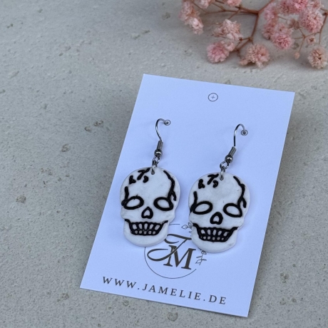 Totenkopf Ohrringe, Gothic Schmuck für Halloween, Geschenkidee