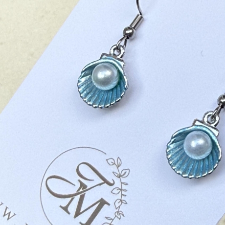 Muschel Perle Ohrringe aus Polymer Clay, maritimer Sommerschmuck