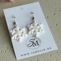 Schneeflocken Ohrringe aus Polymer Clay, Winterschmuck