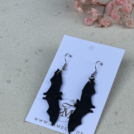 Blumen Fledermaus Ohrringe aus Polymer Clay