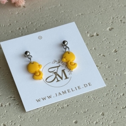 Mini Enten Ohrringe aus Polymer Clay, klein und knuffig