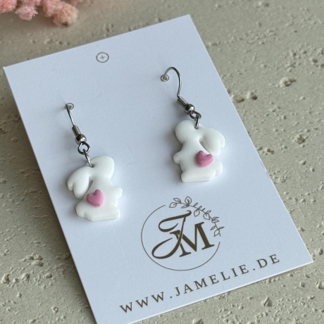 Hasen Ohrringe aus Polymer Clay – handgemachte Ohrhänger