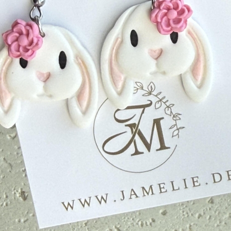 Schlappohr Hase Ohrringe aus Polymer Clay
