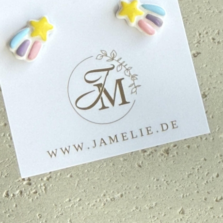 Sternschnuppen Ohrringe aus Polymer Clay