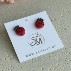 Erdbeer Ohrringe aus Polymer Clay, fruchtiger Sommerschmuck