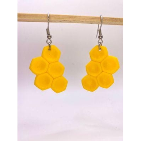 Bienenwaben Ohrringe aus Polymer Clay, Sommer Schmuck
