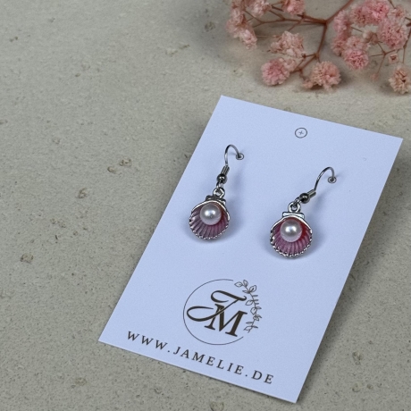 Muschel Perle Ohrringe aus Polymer Clay, maritimer Sommerschmuck