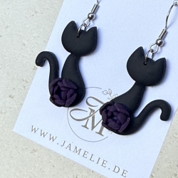 Schwarze Katze Ohrringe – Ohrhänger mit Katzen-Silhouette