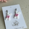 Schleifen Hase Ohrringe aus Polymer Clay – handgemachte Ohrhänger