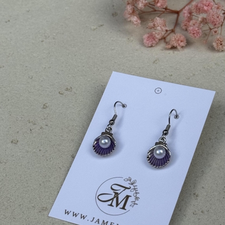 Muschel Perle Ohrringe aus Polymer Clay, maritimer Sommerschmuck