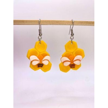 Bienenwaben Ohrringe aus Polymer Clay, Sommer Schmuck