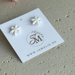 Mini Schneeflocken Ohrringe aus Polymer Clay, Winterschmuck