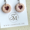 Linzer Keks Ohrringe aus Polymer Clay, Weihnachtsschmuck