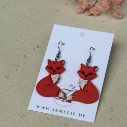 Fuchs Ohrringe aus Polymer Clay, Waldtier Schmuck für Herbst