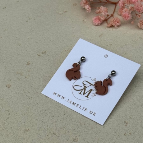 Eichhörnchen Ohrringe aus Polymer Clay – handgemachte Ohrstecker