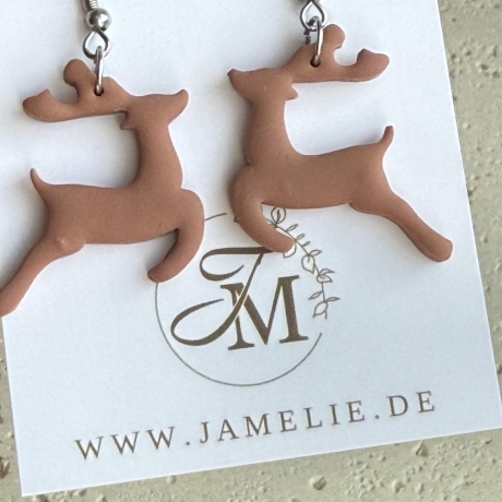 Rentier Ohrringe aus Polymer Clay – handgemachte Ohrhänger