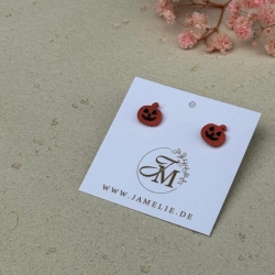Mini Kürbis Ohrringe aus Polymer Clay, Jack o Lantern