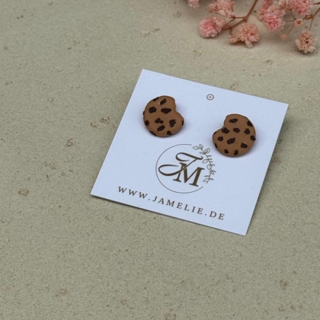 Schoko Cookie Ohrringe aus Polymer Clay – handgemachte Ohrstecker