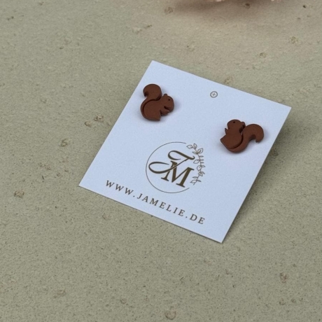 Eichhörnchen Ohrringe aus Polymer Clay – handgemachte Ohrstecker
