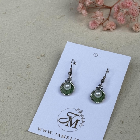 Muschel Perle Ohrringe aus Polymer Clay, maritimer Sommerschmuck