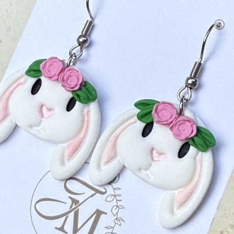 Schlappohr Hase Ohrringe aus Polymer Clay