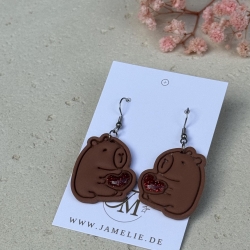 Capybara Ohrringe aus Polymer Clay – handgemachte Ohrhänger