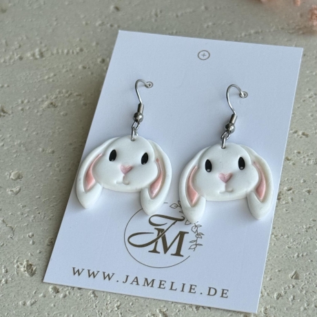 Schlappohr Hase Ohrringe aus Polymer Clay