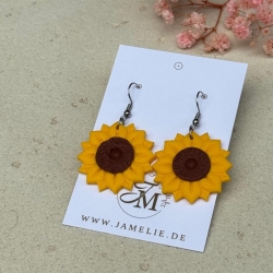 Sonnenblumen Ohrringe aus Polymer Clay, zwei Größen