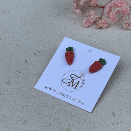 Karotten Ohrringe aus Polymer Clay – handgemachte Ohrstecker