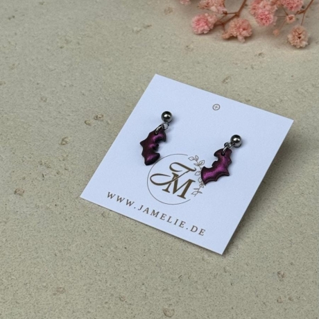 Mini Fledermaus Ohrringe aus Polymer Clay, Halloween Schmuck