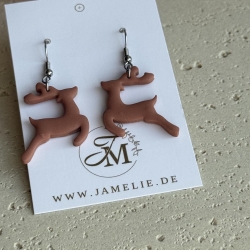 Rentier Ohrringe aus Polymer Clay – handgemachte Ohrhänger