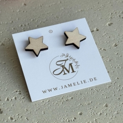 Stern Ohrringe aus Holz – gravierte Holzohrringe als Ohrstecker